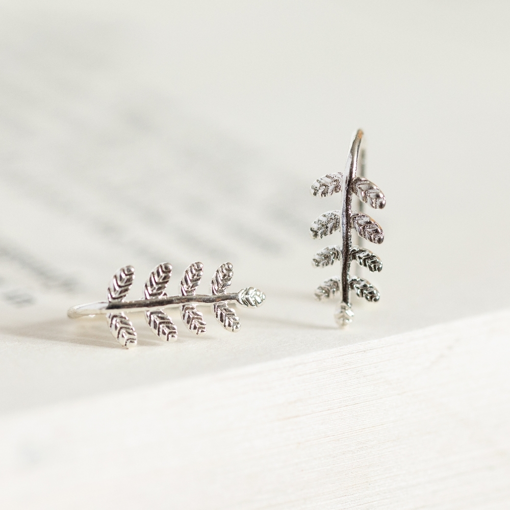 Delicate Silver Leaf Earrings